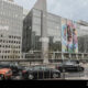world bank headquarters building washington dc with colorful banners during annual spring meetings with the imf pennsylvania avenue and 18th st MMEHW7